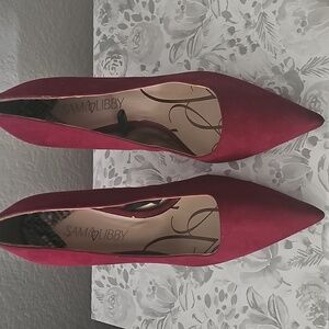 Sam & Libby Burgundy Suede Heels SZ 7